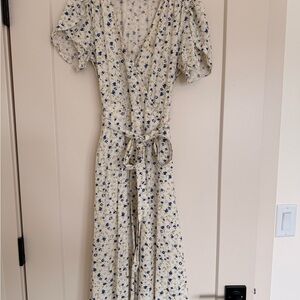 DownEast Blue and White Floral Midi Dress